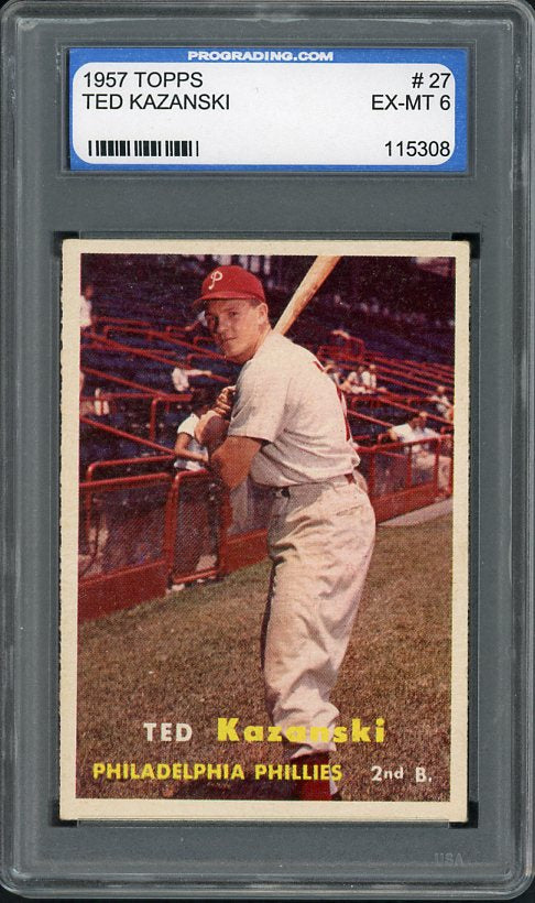 1957 Topps Baseball #027 Ted Kazanski Phillies PGS 6 EX-MT 419654