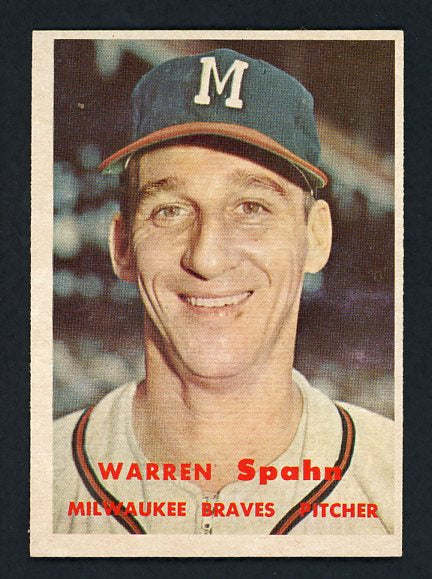 1957 Topps Baseball #090 Warren Spahn Braves EX-MT/NR-MT 419726