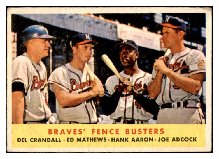 1958 Topps Baseball #351 Hank Aaron Eddie Mathews VG-EX 419810