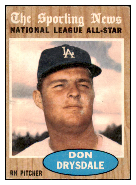 1962 Topps Baseball #398 Don Drysdale A.S. Dodgers EX 419936