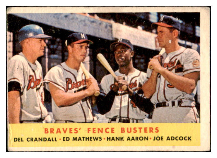 1958 Topps Baseball #351 Hank Aaron Eddie Mathews VG 420385