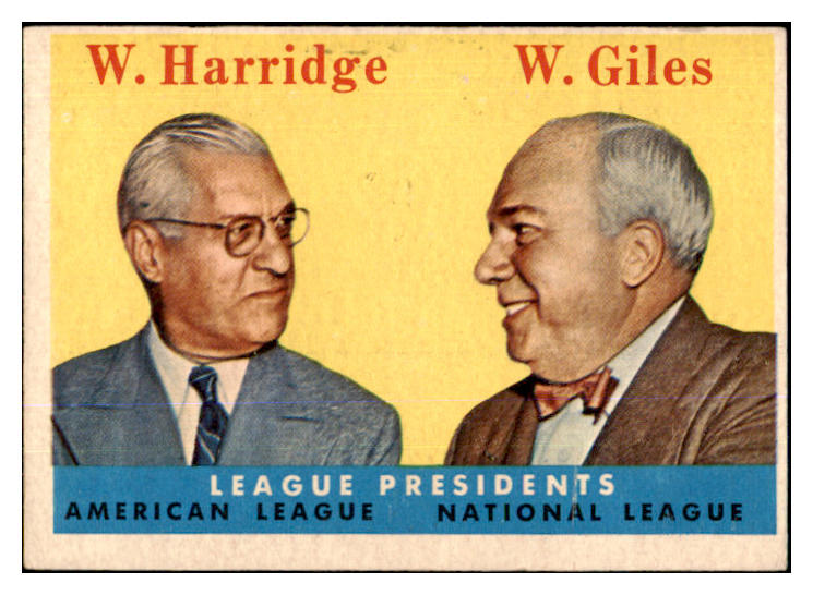 1958 Topps Baseball #300 Warren Giles William Harridge VG-EX 422318