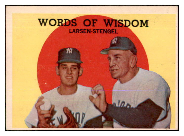 1959 Topps Baseball #383 Casey Stengel Don Larsen EX 422390