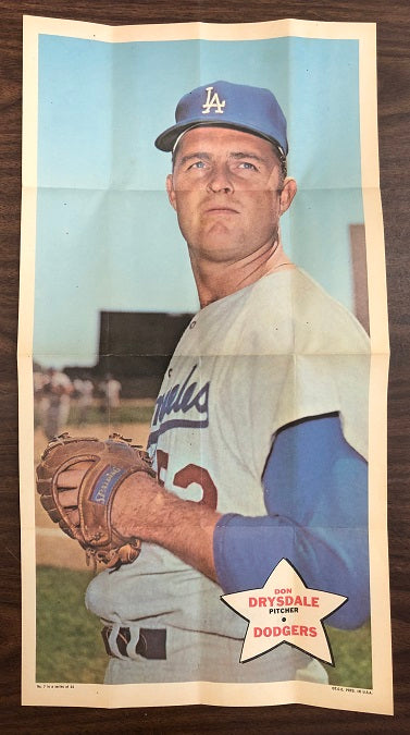 1968 Topps Baseball Posters #007 Don Drysdale Dodgers EX-MT/NR-MT 423278