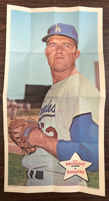 1968 Topps Baseball Posters #007 Don Drysdale Dodgers EX-MT/NR-MT 423280