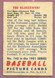 1951 Bowman Baseball #143 Ted Kluszewski Reds VG-EX 423312
