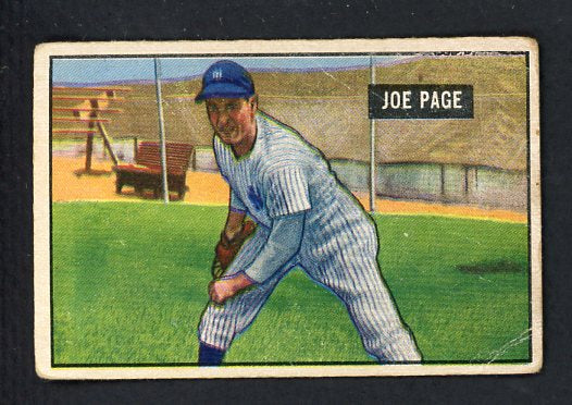1951 Bowman Baseball #217 Joe Page Yankees VG ink back 423326