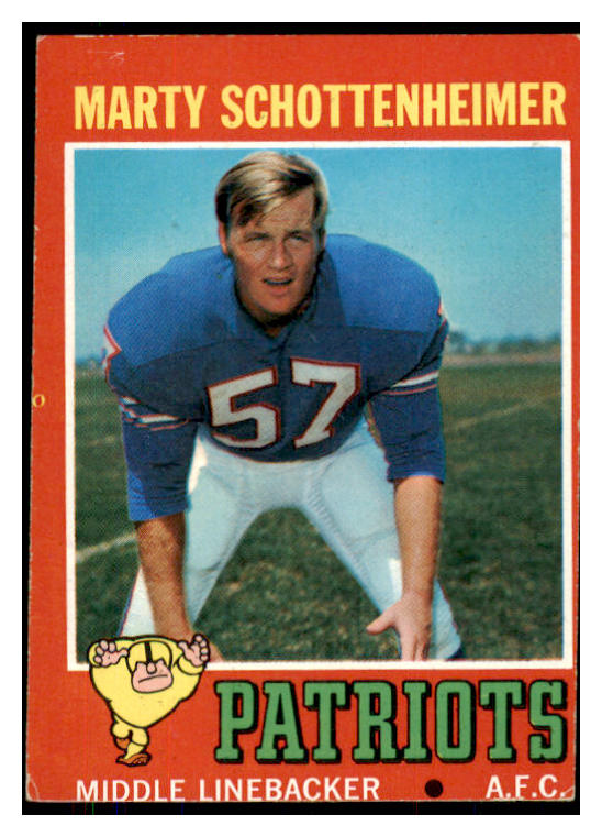 1971 Topps Football #003 Marty Schottenheimer Patriots VG-EX 423483