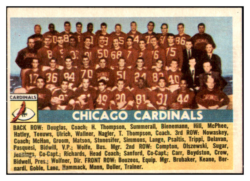 1956 Topps Football #022 Chicago Cardinals Team VG-EX 423537
