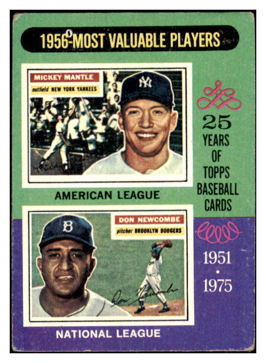 1975 Topps Baseball #194 Mickey Mantle Don Newcombe VG 423612