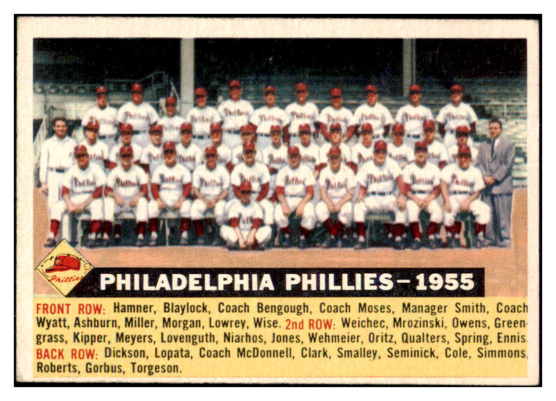 1956 Topps Baseball #072 Philadelphia Phillies Team EX+/EX-MT Dated 424772