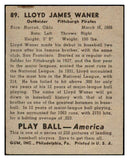 1939 Play Ball #089 Lloyd Waner Pirates EX residue 424812