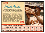 1962 Post Baseball #149 Hank Aaron Braves VG 425053