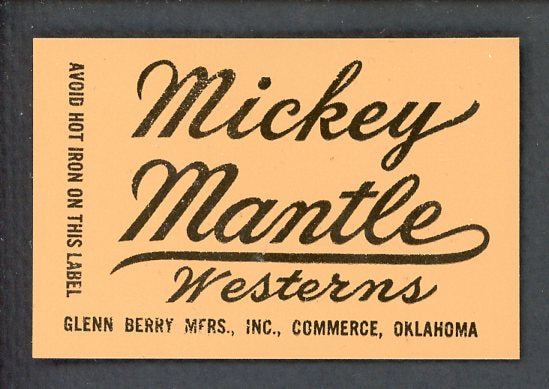 1962 Glenn Berry MFG Mickey Mantle Western Jeans Patch 427330