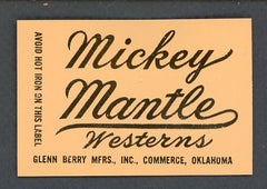 1962 Glenn Berry MFG Mickey Mantle Western Jeans Patch 427331