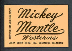 1962 Glenn Berry MFG Mickey Mantle Western Jeans Patch 427332