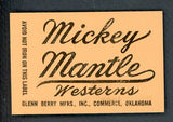 1962 Glenn Berry MFG Mickey Mantle Western Jeans Patch 427334