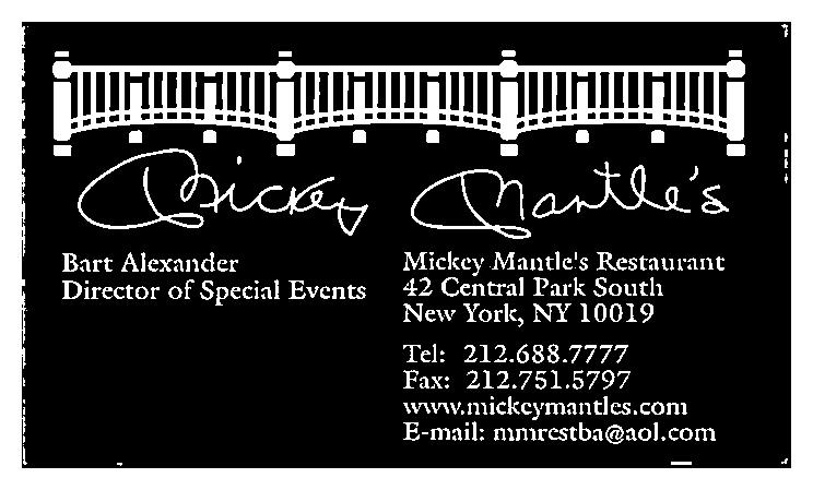 1988 Mickey Mantle Restaurant Business Card NR-MT 427380