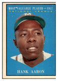 1961 Topps Baseball #484 Hank Aaron MVP Braves EX-MT mc 427569