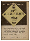 1961 Topps Baseball #484 Hank Aaron MVP Braves EX-MT mc 427569