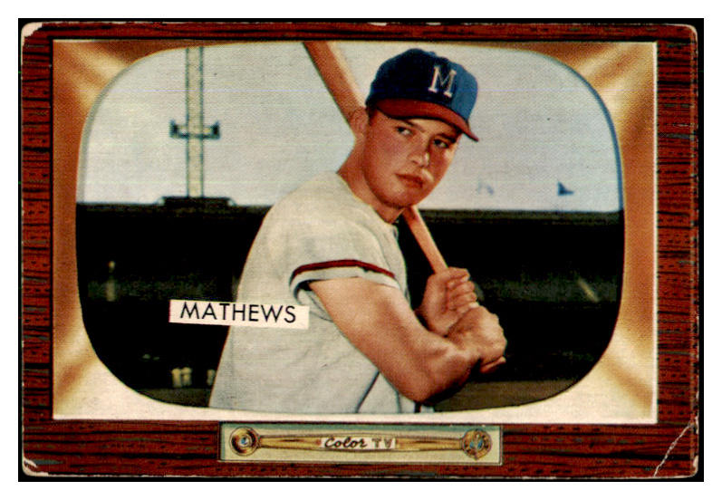 1955 Bowman Baseball #103 Eddie Mathews Braves VG 427695