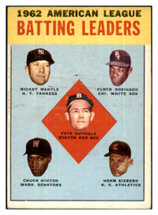1963 Topps Baseball #002 A.L. Batting Leaders Mickey Mantle EX 427778