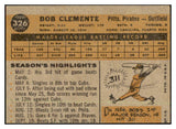 1960 Topps Baseball #326 Roberto Clemente Pirates EX sharp but oc 428121