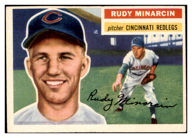 1956 Topps Baseball #036 Rudy Minarcin Reds EX-MT White 428904