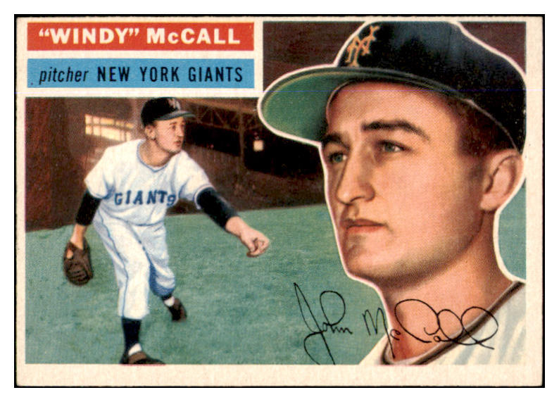 1956 Topps Baseball #044 Windy McCall Giants EX-MT White 428910