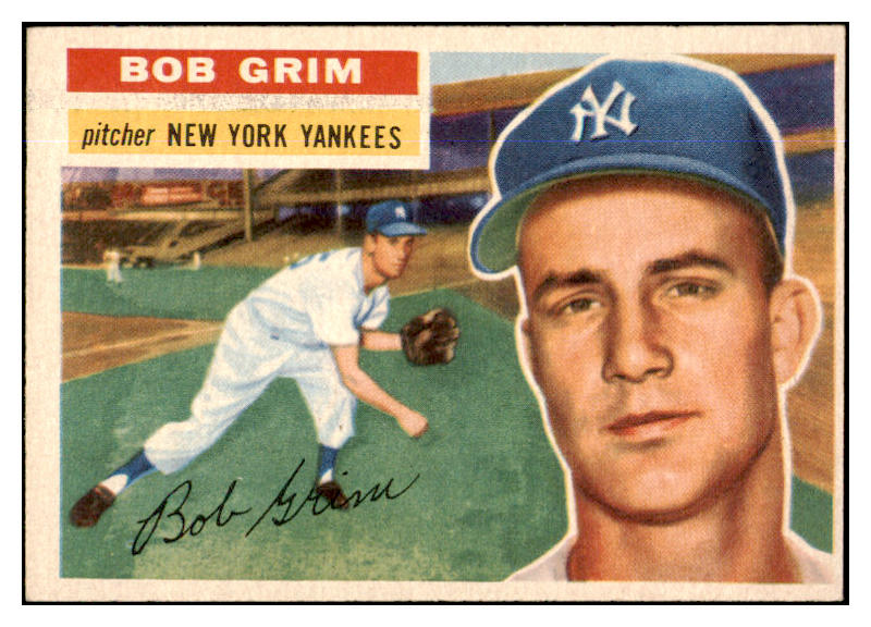 1956 Topps Baseball #052 Bob Grim Yankees EX-MT White 428918