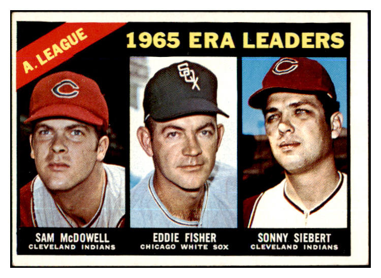 1966 Topps Baseball #222 A.L. ERA Leaders Sam McDowell EX+/EX-MT 429663