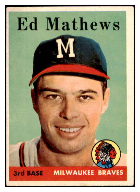 1958 Topps Baseball #440 Eddie Mathews Braves EX 430208