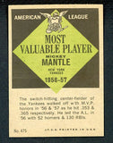 1961 Topps Baseball #475 Mickey Mantle MVP Yankees EX-MT oc 430625