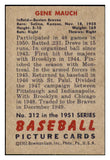 1951 Bowman Baseball #312 Gene Mauch Braves EX-MT 431746