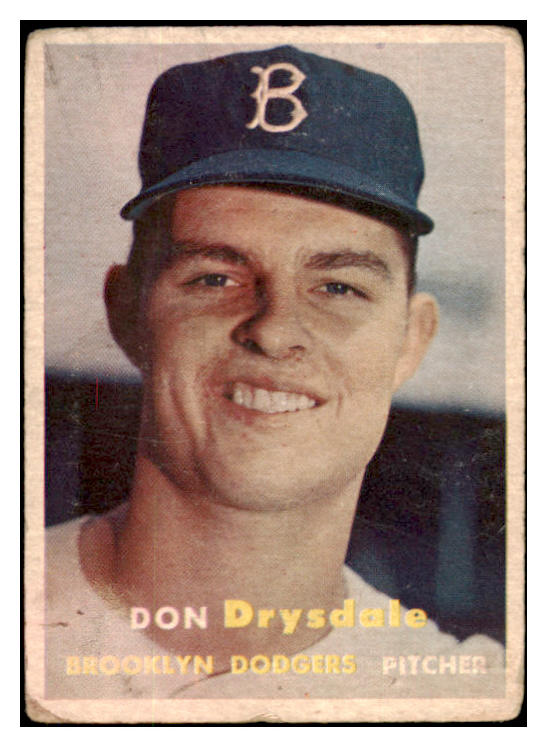 1957 Topps Baseball #018 Don Drysdale Dodgers Fair ink back 431930