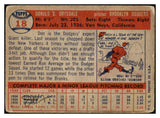 1957 Topps Baseball #018 Don Drysdale Dodgers Fair ink back 431930