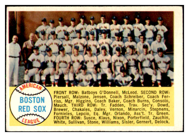 1958 Topps Baseball #312 Boston Red Sox Team EX light erasures 433583