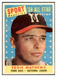 1958 Topps Baseball #480 Eddie Mathews A.S. Braves EX-MT 433648