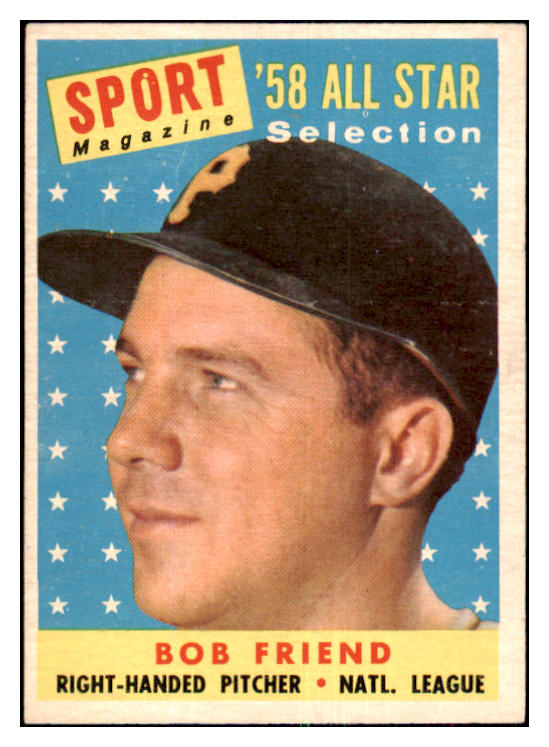 1958 Topps Baseball #492 Bob Friend A.S. Pirates NR-MT 433655