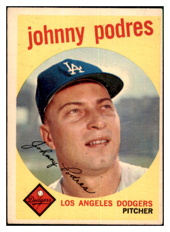 1959 Topps Baseball #495 Johnny Podres Dodgers EX 433779