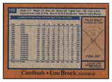 1978 Topps Baseball #170 Lou Brock Cardinals EX-MT 433925