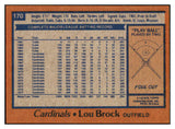 1978 Topps Baseball #170 Lou Brock Cardinals NR-MT 433927