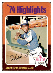 1975 Topps Baseball #001 Hank Aaron HL Braves VG-EX 433953