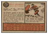 1962 Topps Baseball #147 Bill Kunkel A's EX Variation 434144