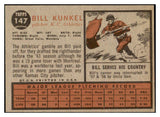 1962 Topps Baseball #147 Bill Kunkel A's EX Variation 434145