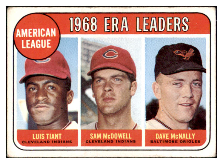 1969 Topps Baseball #007 A.L. ERA Leaders Luis Tiant VG 434546
