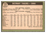 1967 Topps Baseball #378 Detroit Tigers Team VG 434555