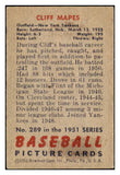 1951 Bowman Baseball #289 Cliff Mapes Yankees VG 434923