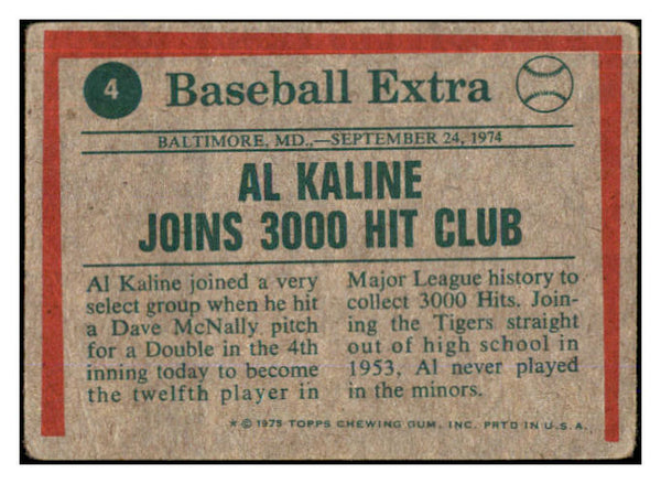 1975 Topps Mini Baseball #004 Al Kaline HL Tigers GD-VG 435148