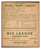 1938 Goudey #275 Bump Hadley Yankees EX-MT 435176